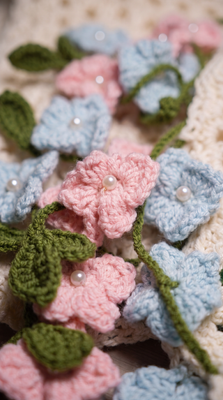 Cherry Blossom Crochet Scarf