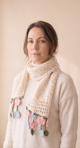 Cherry Blossom Crochet Scarf