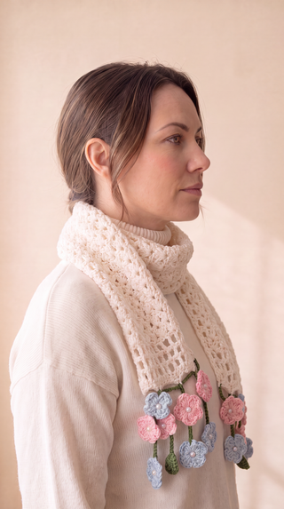 Cherry Blossom Crochet Scarf